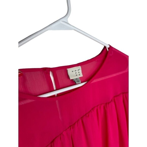 A New Day Sheer Ruffle Blouse Pink Small - Picture 2 of 4